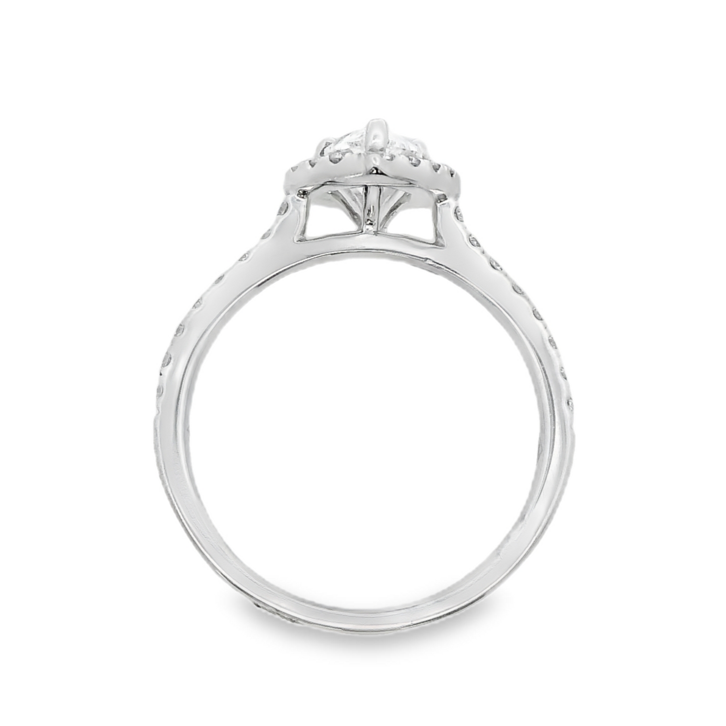 18K White Gold - Pear Shape Diamond Ring - J35948