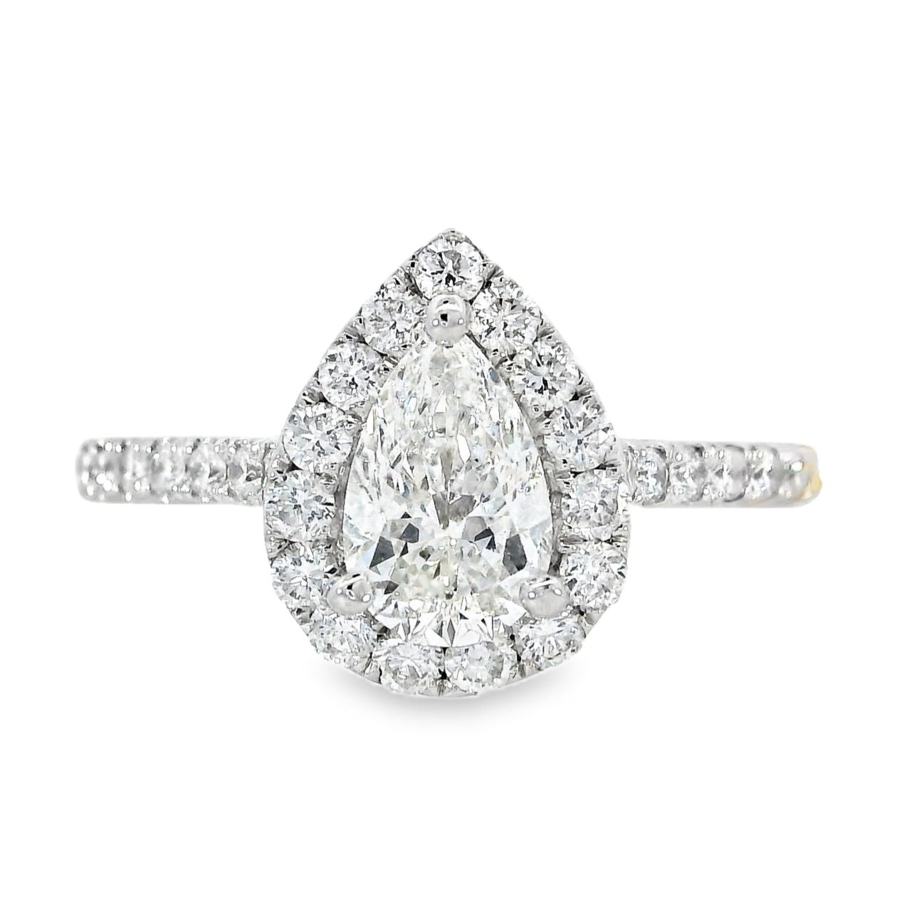 18K White Gold - Pear Shape Diamond Ring - J35948