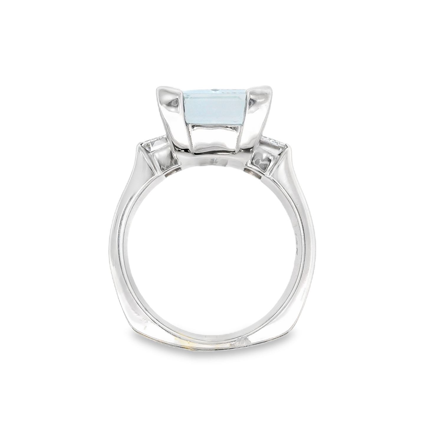 14K White Gold - Aquamarine & Diamond Ring - J36001