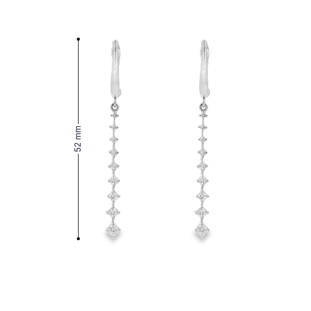 18K White Gold - Diamond Drop Earrings - J36006