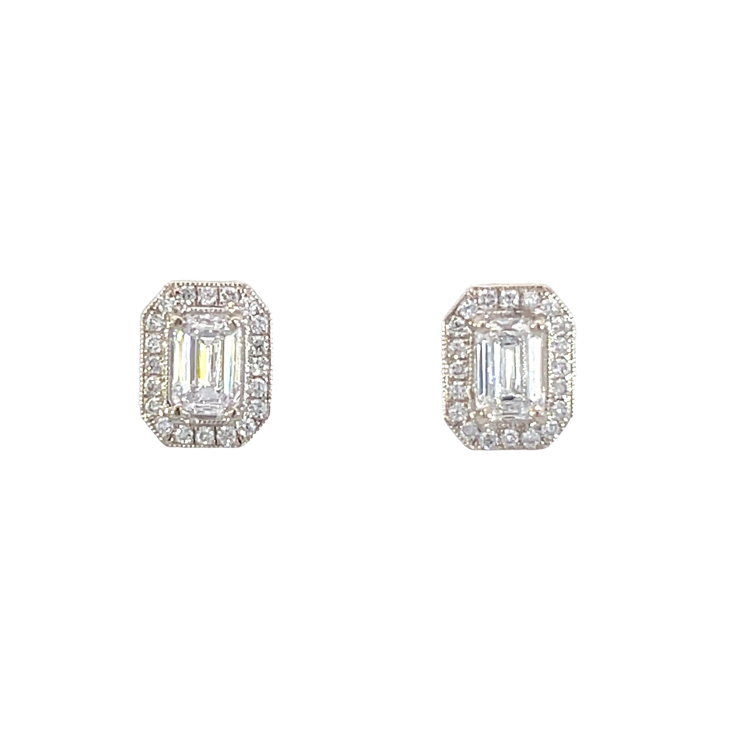 14KW Diamond Halo Earrings