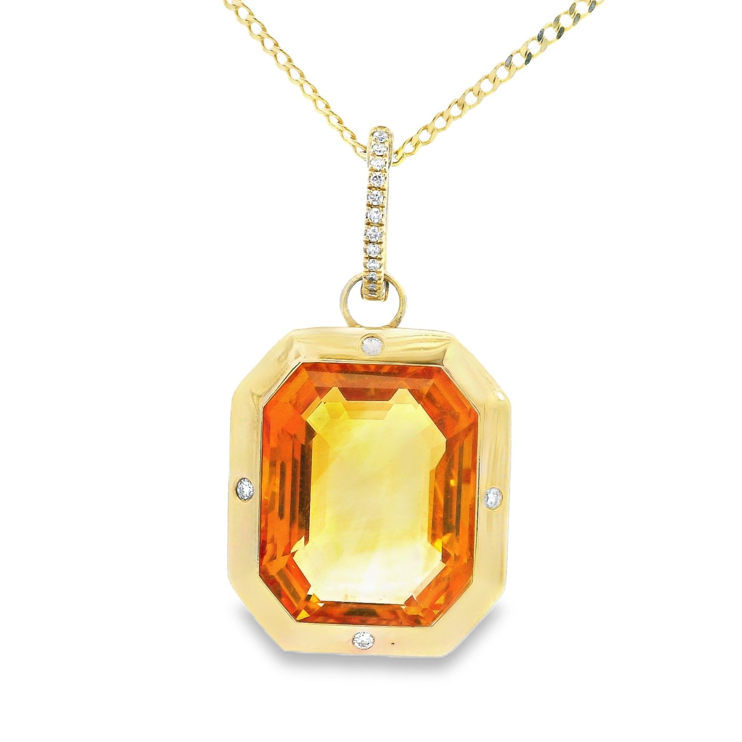 14K Yellow Gold Diamond Topaz Pendant - J36308