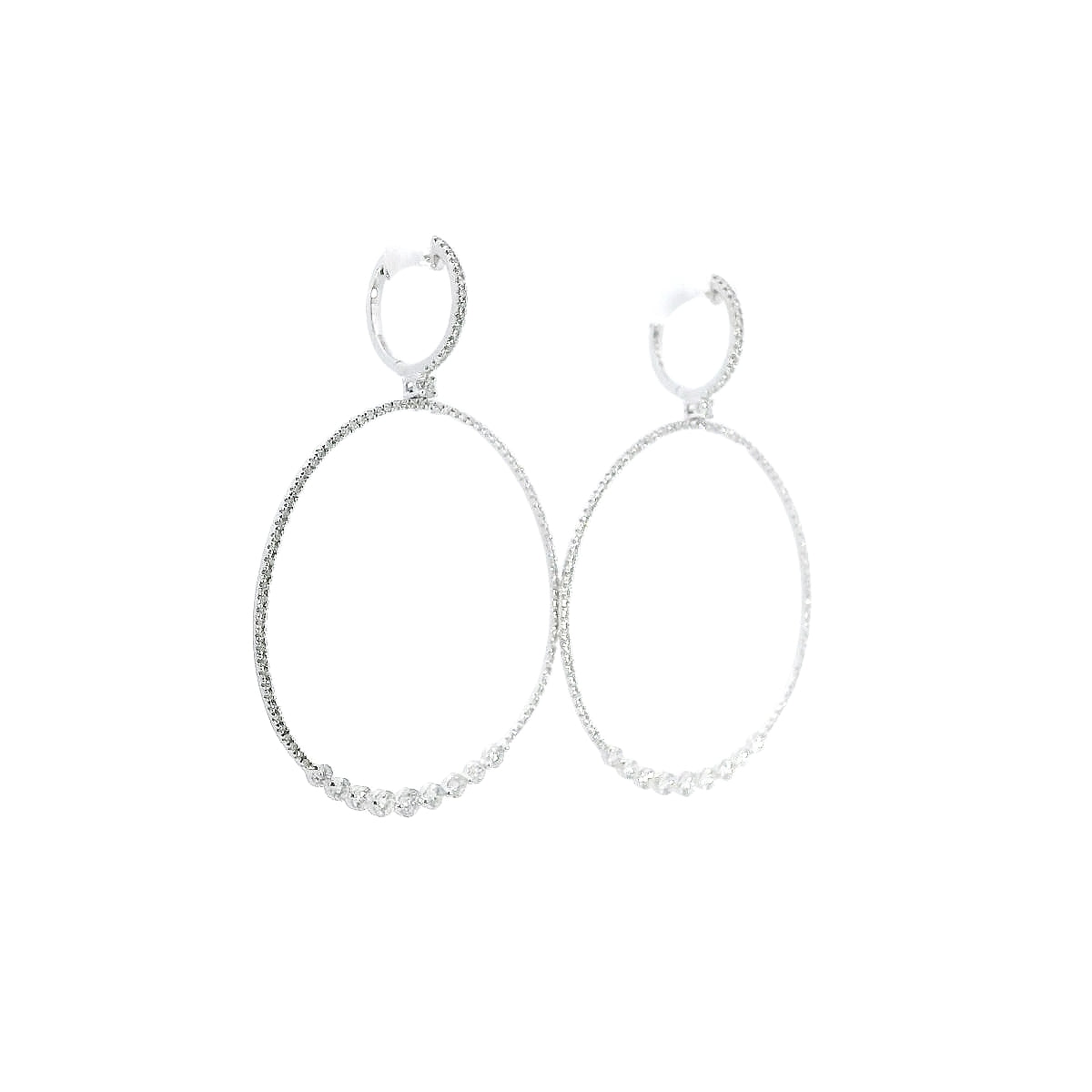 18K White Gold - Diamond Drop Earrings - J36392