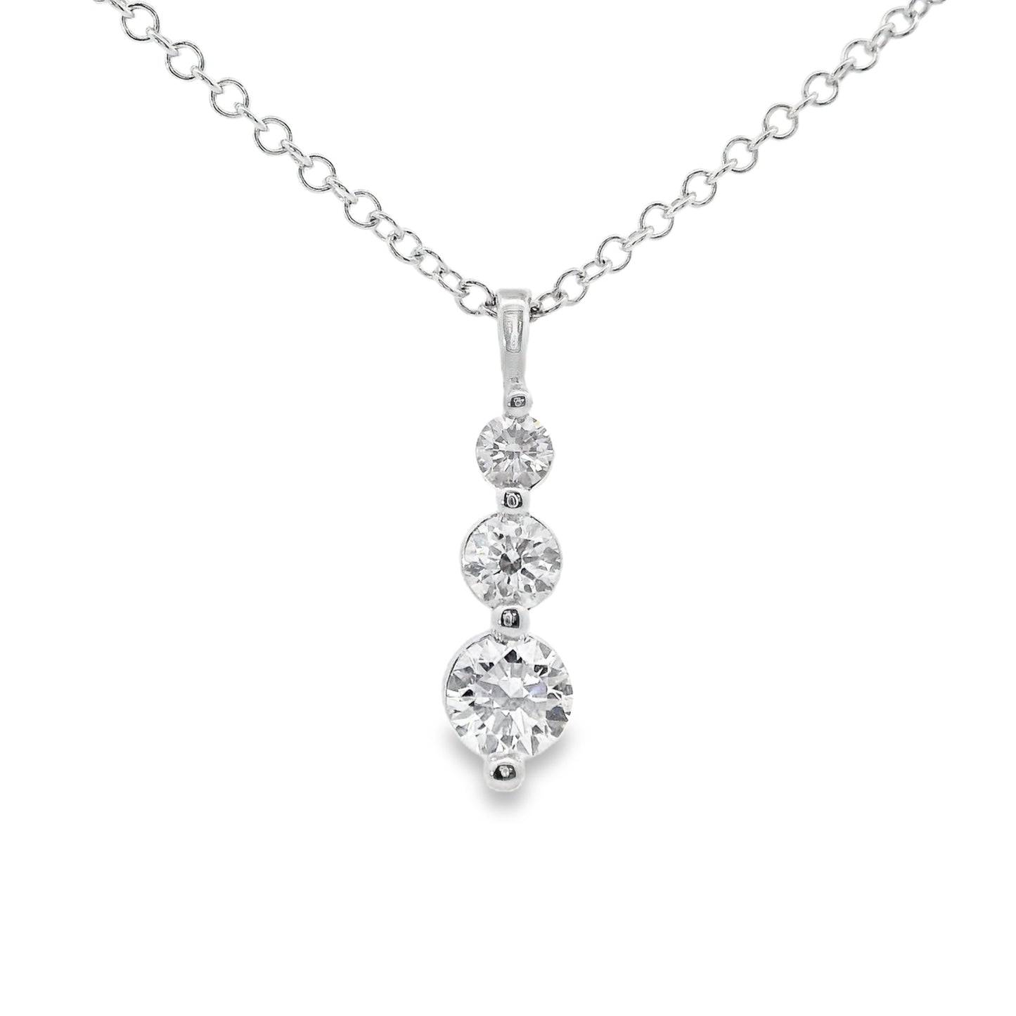 14K White gold pendant with 3 round brilliant diamonds, item J37050 - ABC Jewelry Co