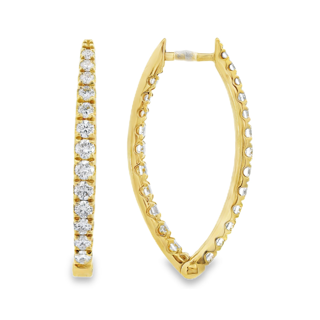 18K Yellow Gold - Diamond Hoop Earrings - J37170