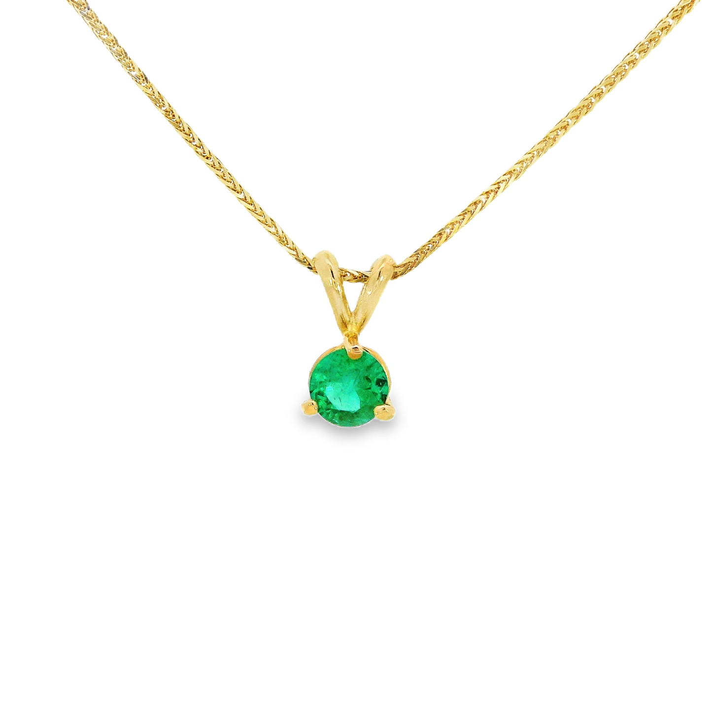 14K Yellow Gold - Emerald Pendant - J37337
