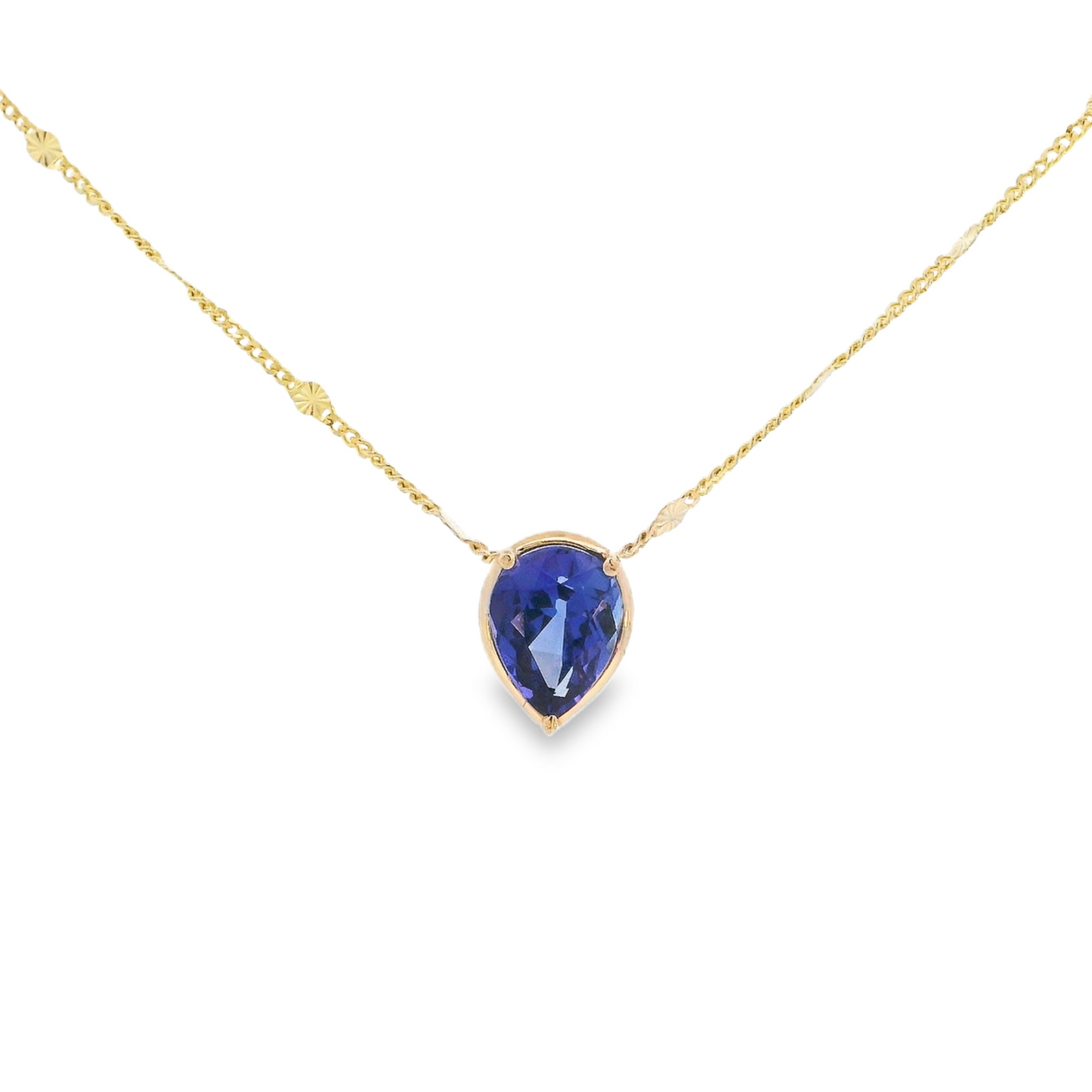 14K Yellow Gold - Tanzanite Necklace - J37377