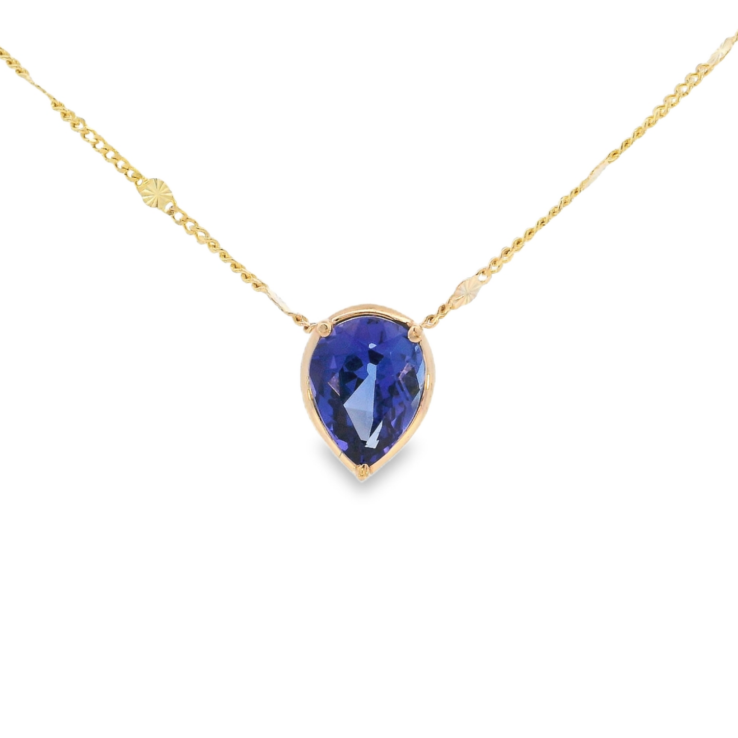 14K Yellow Gold - Tanzanite Necklace - J37377