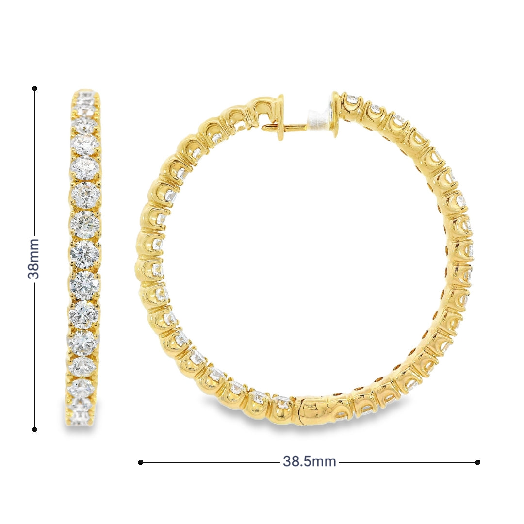 18K Yellow Gold - Diamond Hoop Earrings - J37731