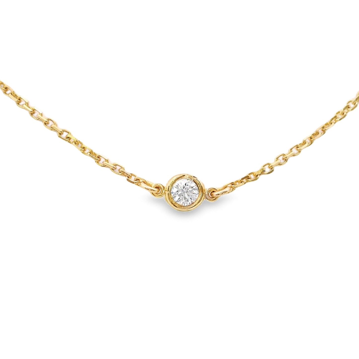 18K Yellow gold Diamonds By The Yard necklace with bezel set round brilliant diamonds item J37816 - ABC Jewelry Co.
