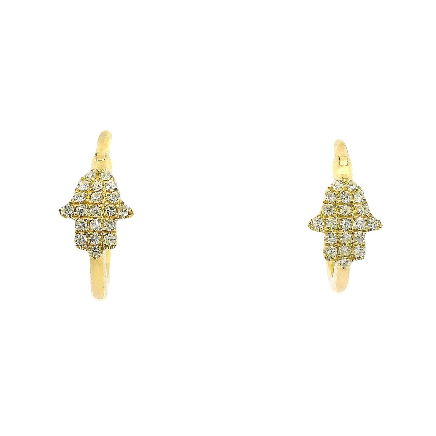 14K Yellow Gold - Diamond Huggie Earrings - J37960