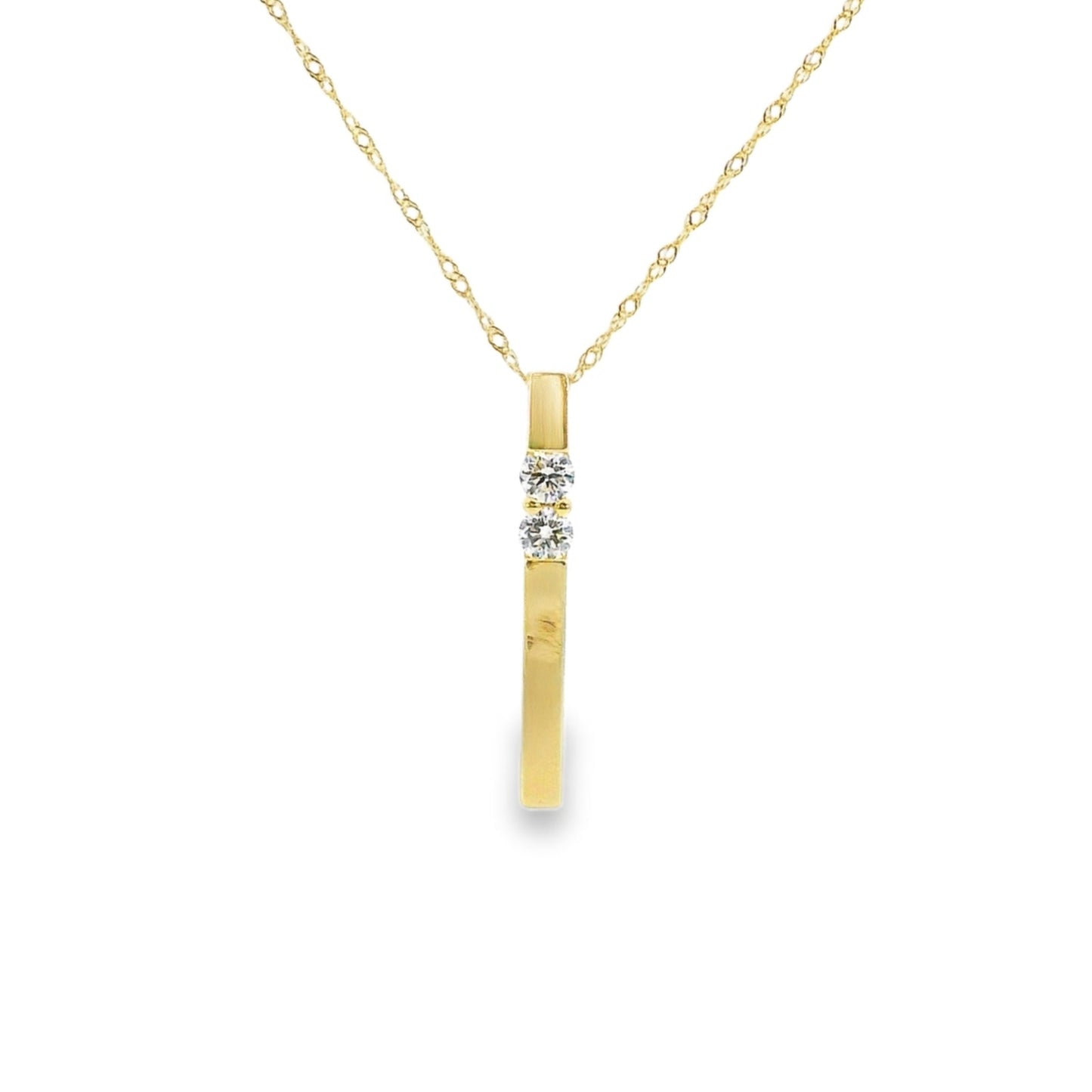 14K Yellow Gold - Diamond Bar Pendant - J37961