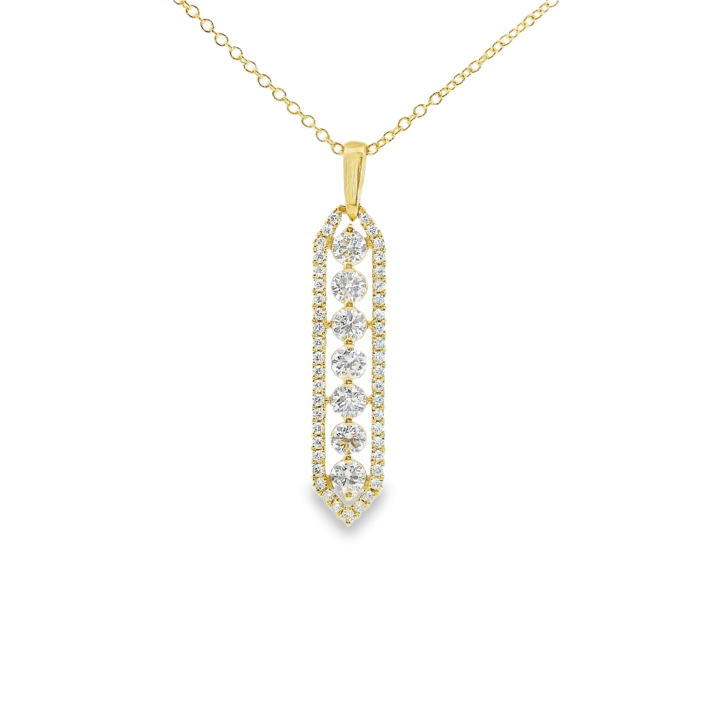 14K Yellow Gold - Diamond Bar Pendant - J37967