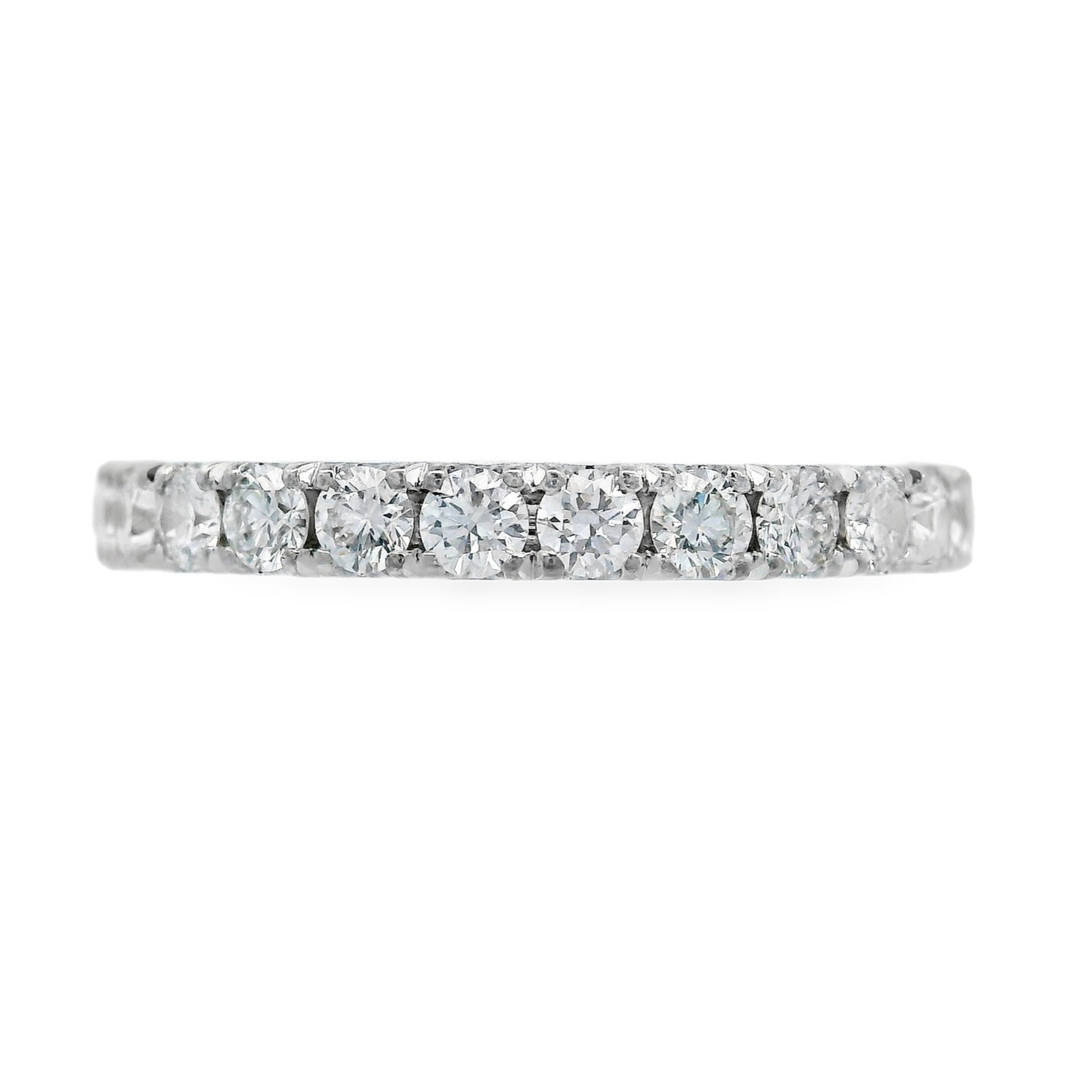 14K White gold band set with round brilliant diamonds. Item J38749 - ABC Jewelry Co.