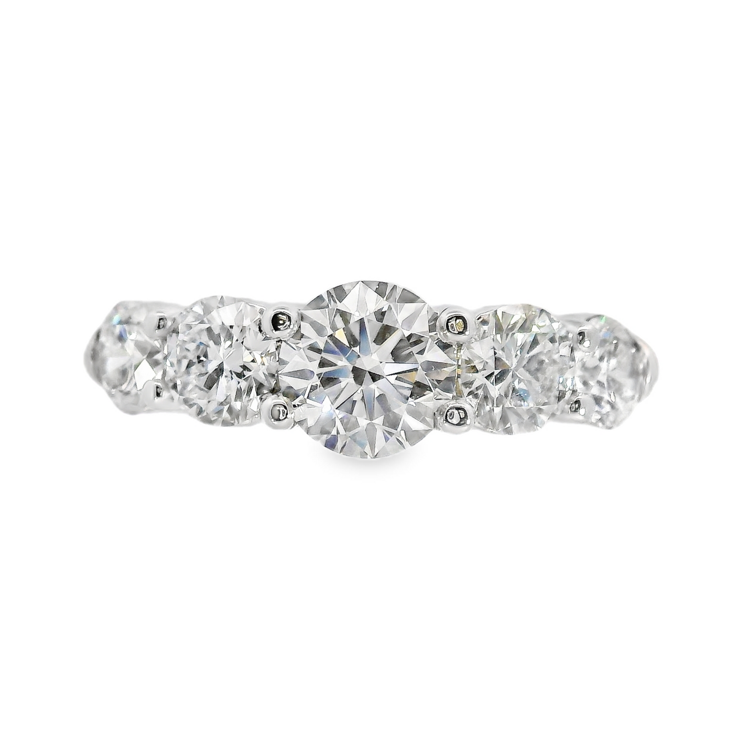 14K White Gold - Five Stone Diamond Band - J38445