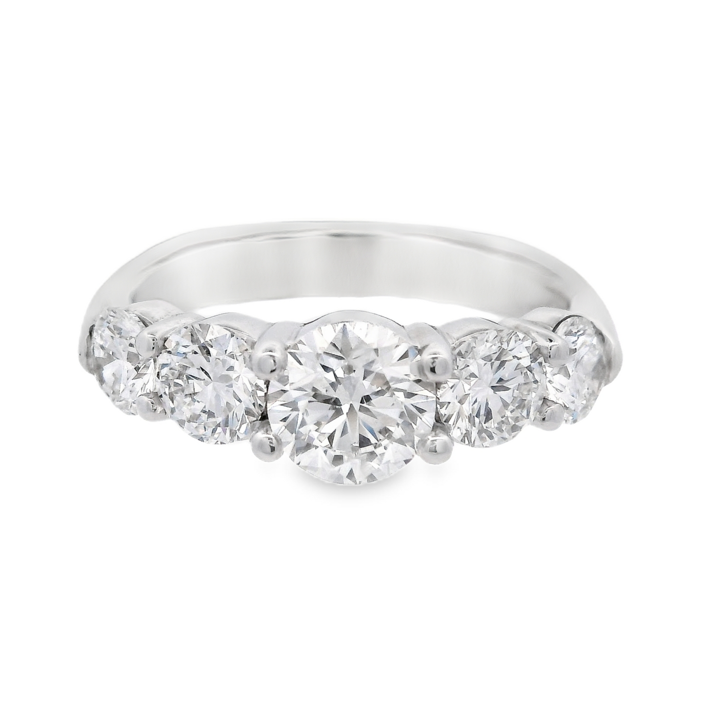 14K White Gold - Five Stone Diamond Band - J38445