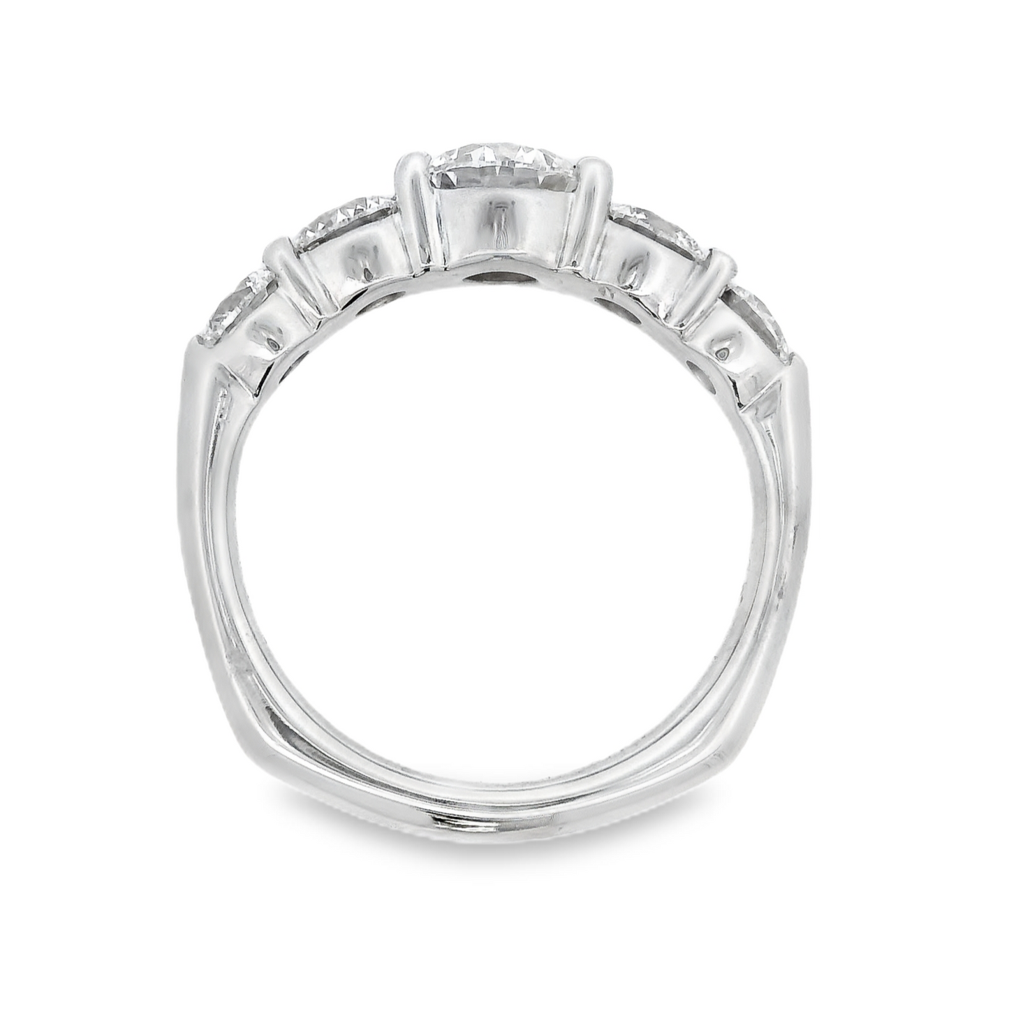 14K White Gold - Five Stone Diamond Band - J38445