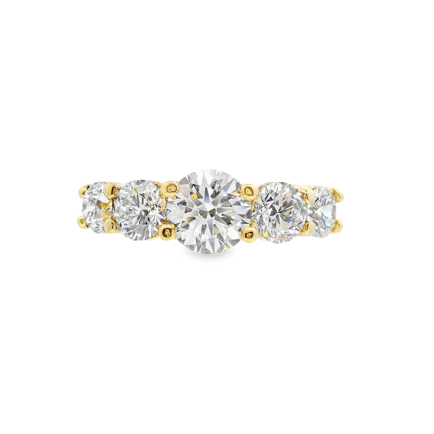 14K Yellow Gold - Five Stone Diamond Band - J38446