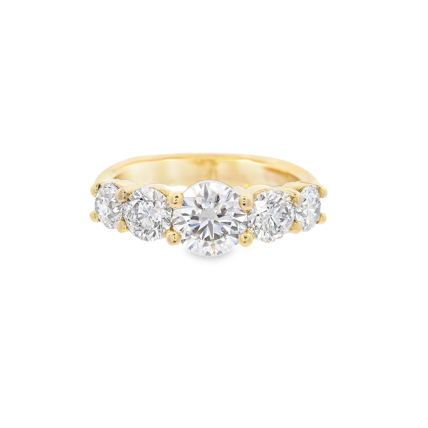 14K Yellow Gold - Five Stone Diamond Band - J38446