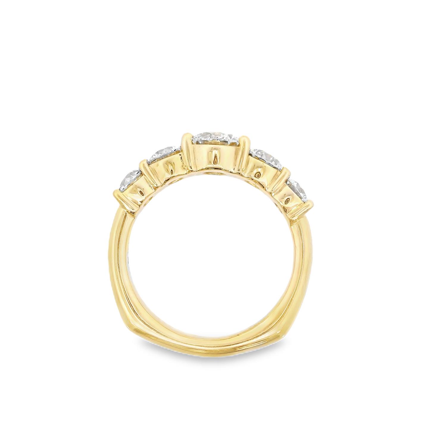 14K Yellow Gold - Five Stone Diamond Band - J38446