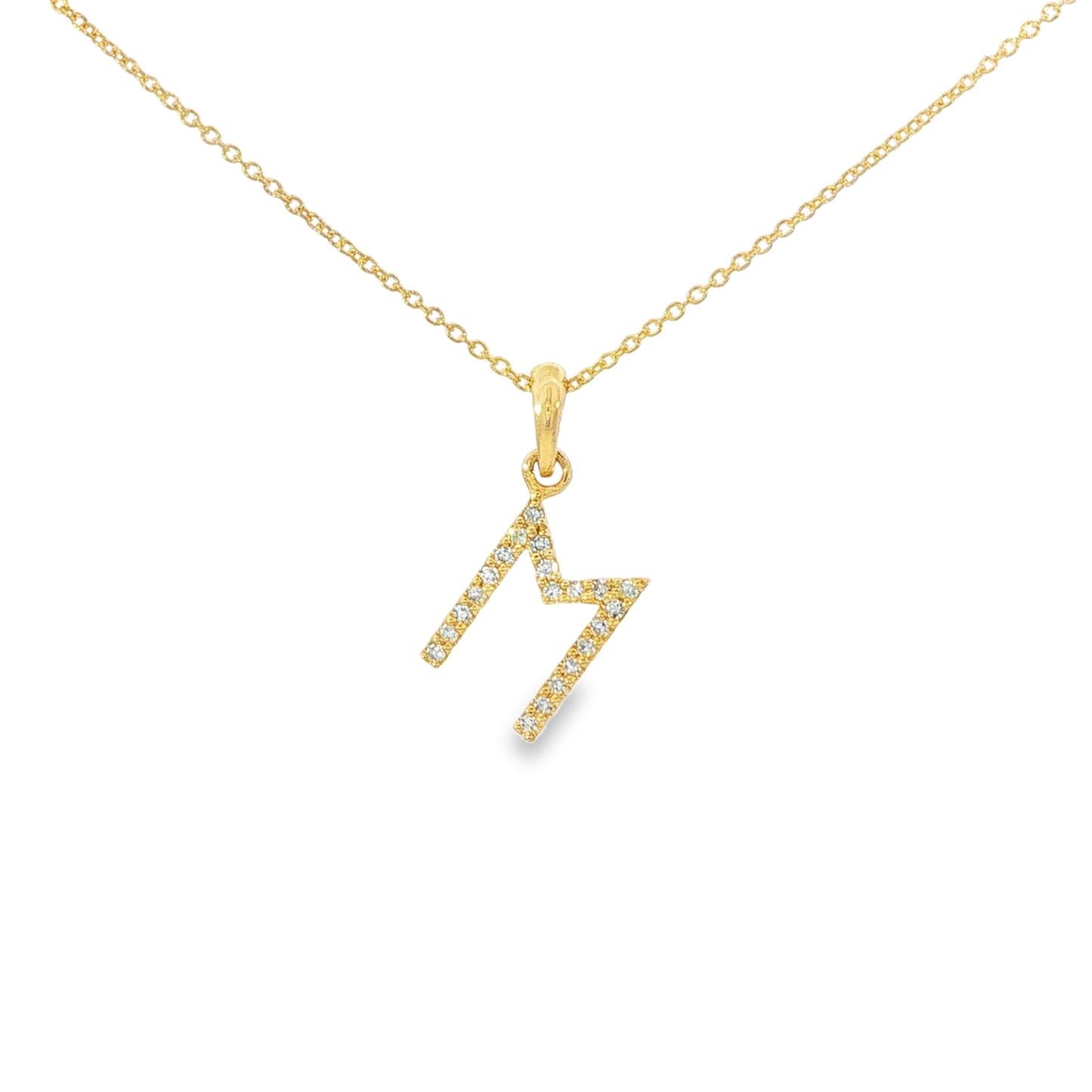 14K Yellow Gold - Diamond Set Initial Necklace - J38613