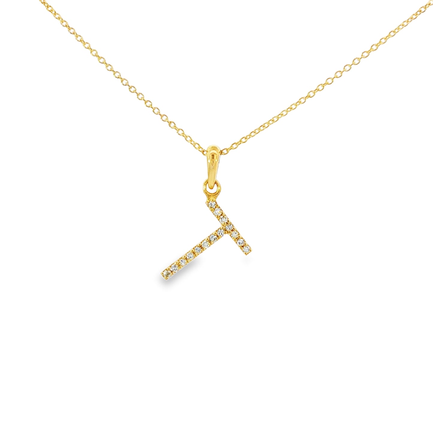 14K Yellow Gold - Diamond Set Initial Necklace - J38614