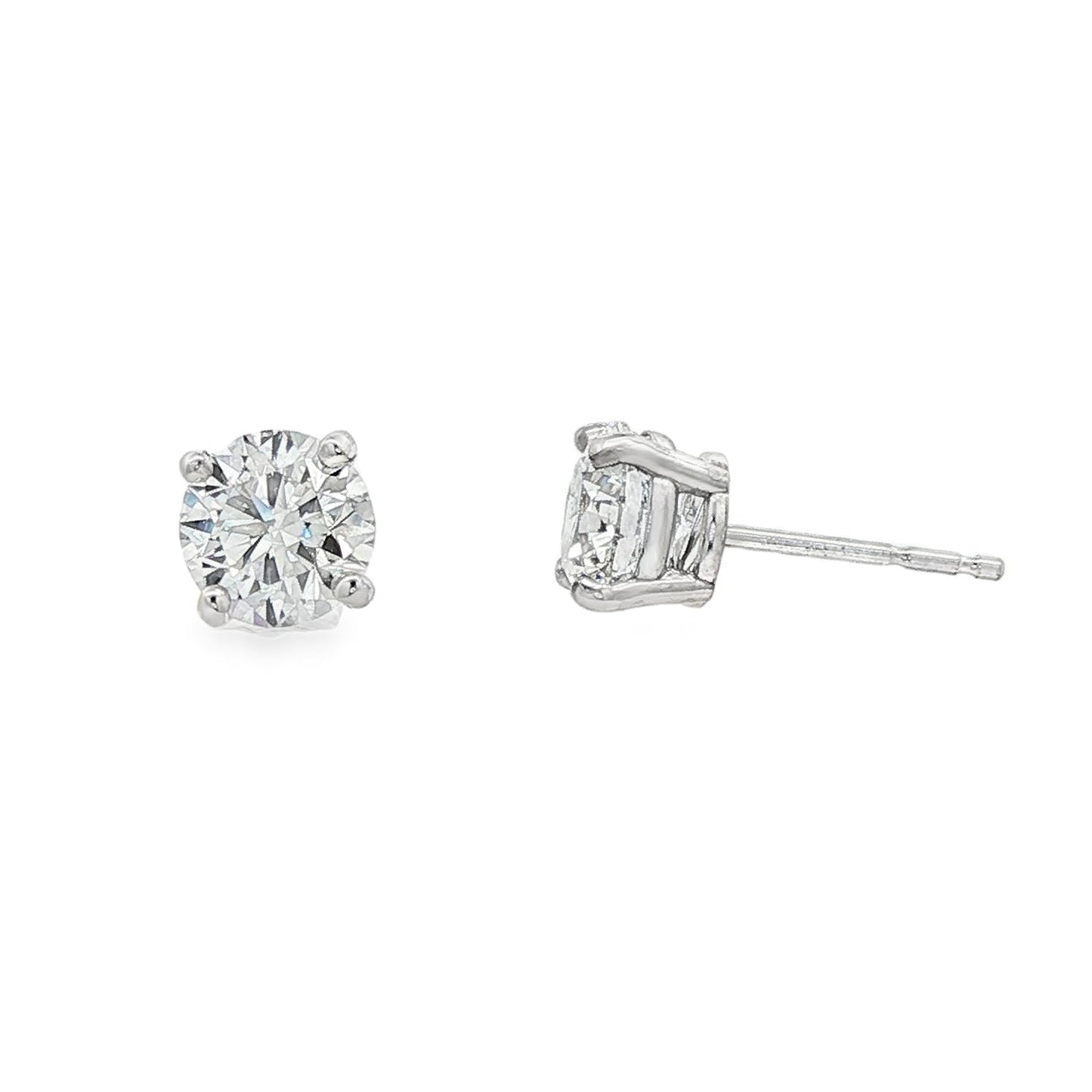 14K White gold diamond stud earrings. Item J38704 - ABC Jewelry Co.