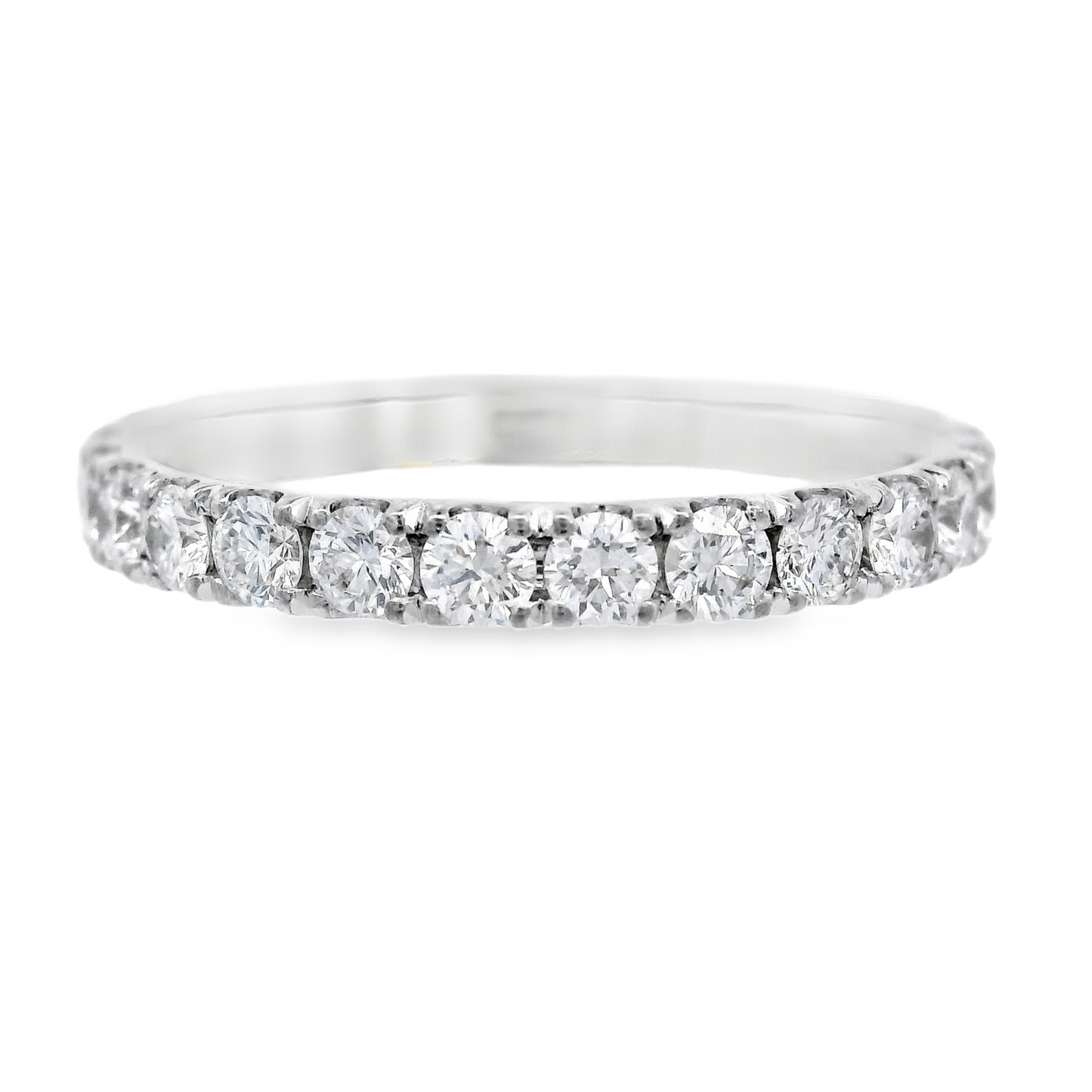 14K White gold band set with round brilliant diamonds. Item J38749 - ABC Jewelry Co.
