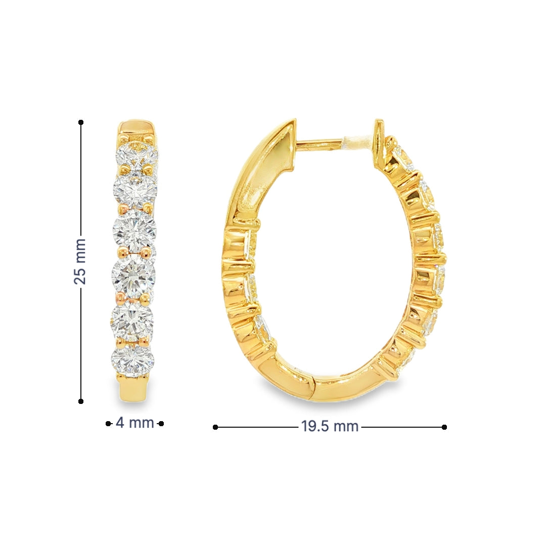 18K Yellow gold diamond hoop earrings. Item J38779 - ABC Jewelry Co.