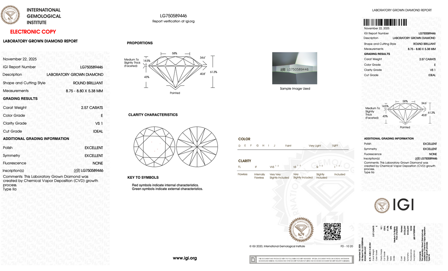 Lab Grown Diamond - Round - 2.57 Carat Weight