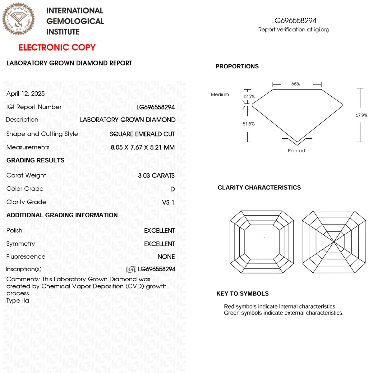 Lab Grown Diamond - Asscher - 3.03 Carat Weight