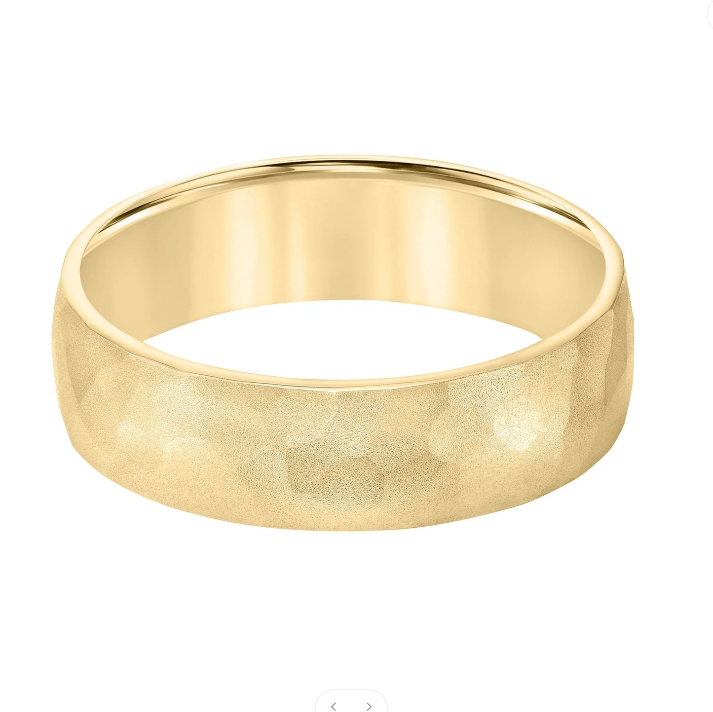 14K Yellow Gold - Low Dome Flat Edge Carved Wedding Band - J32777