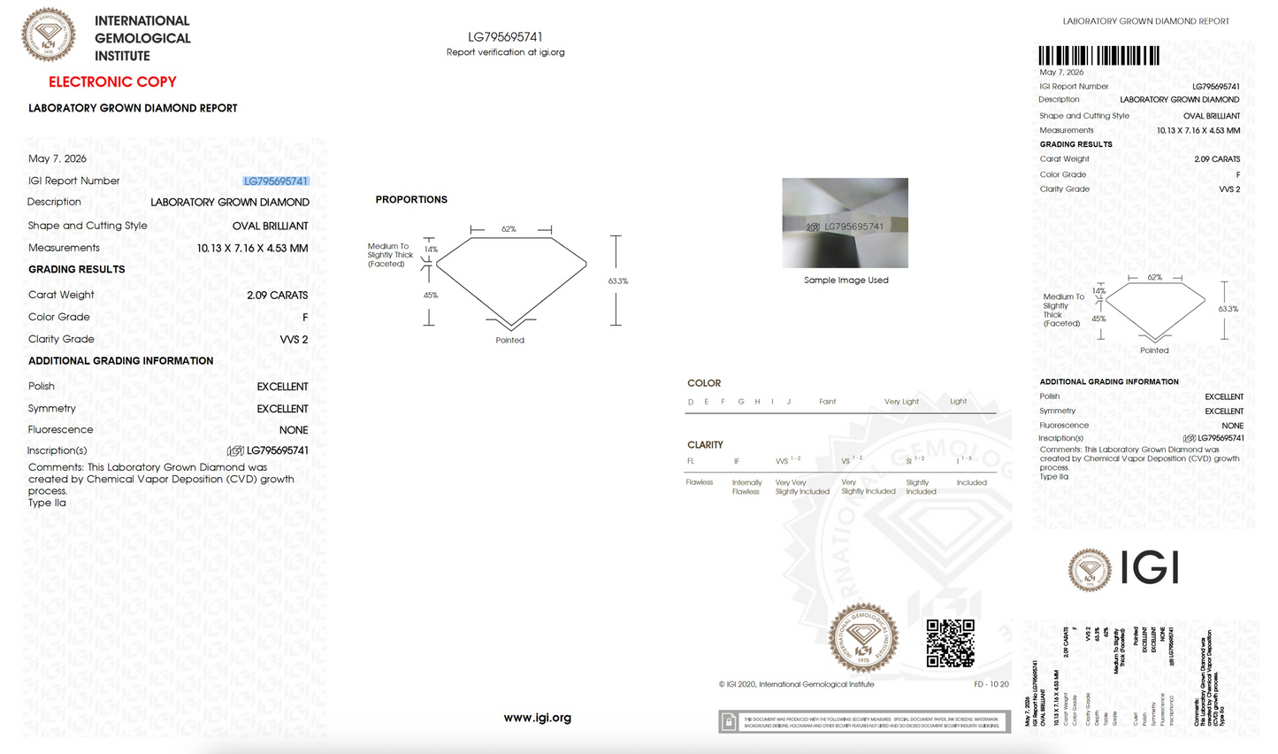 Lab Grown Diamond - Oval - 2.09 Carat Weight