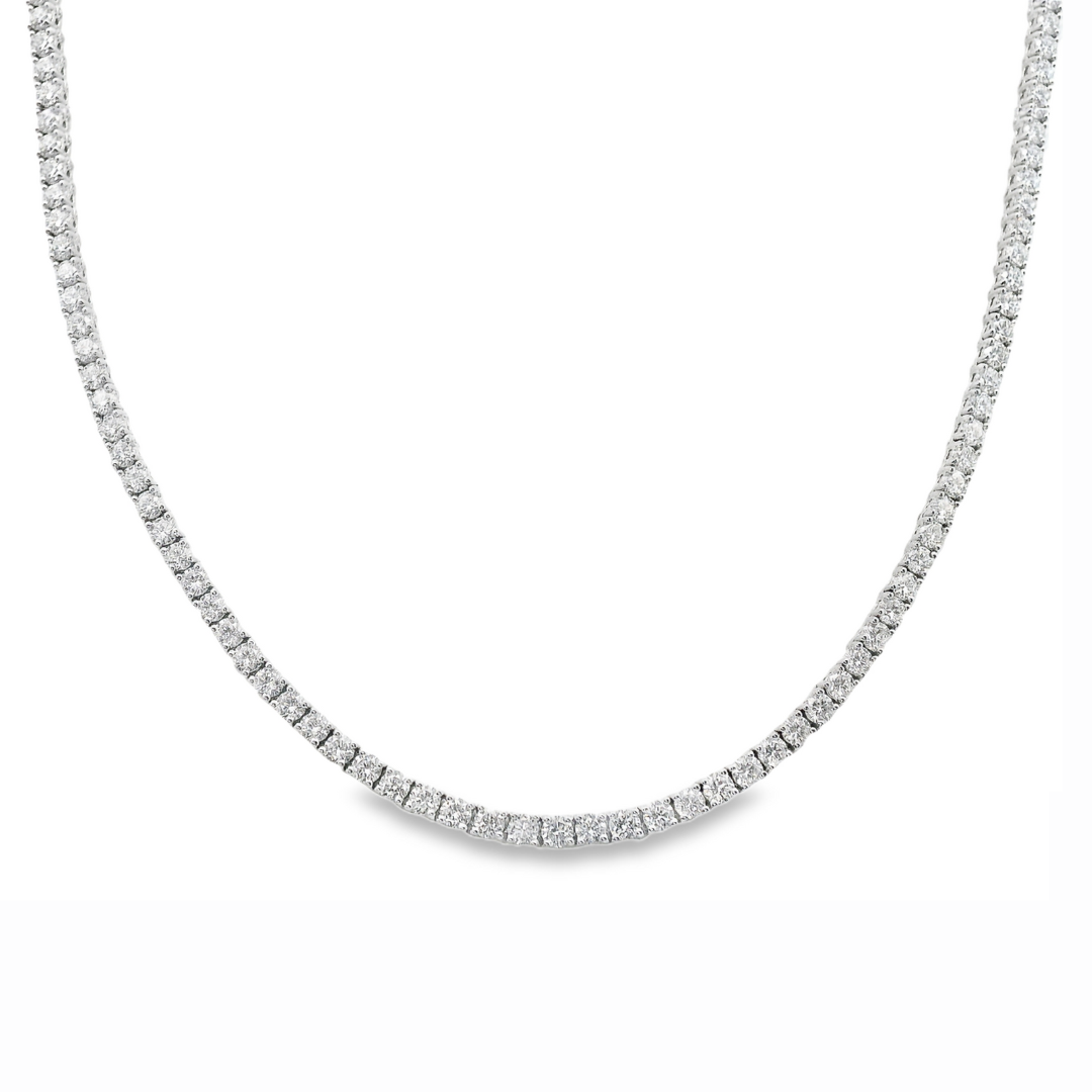 14K White Gold - 22in Diamond Tennis Necklace - J36278