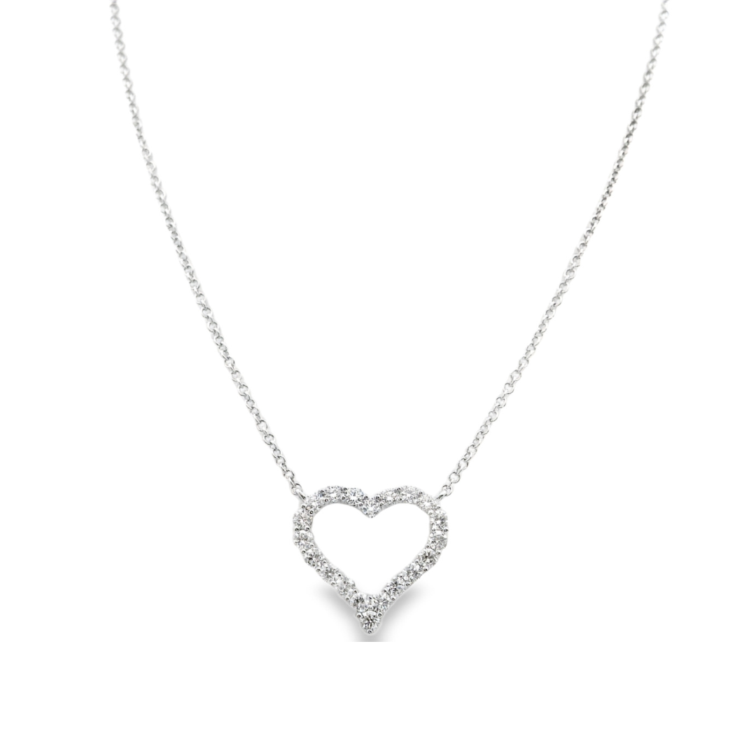 18K White gold heart pendant set with round brilliant diamonds - ABC Jewelry