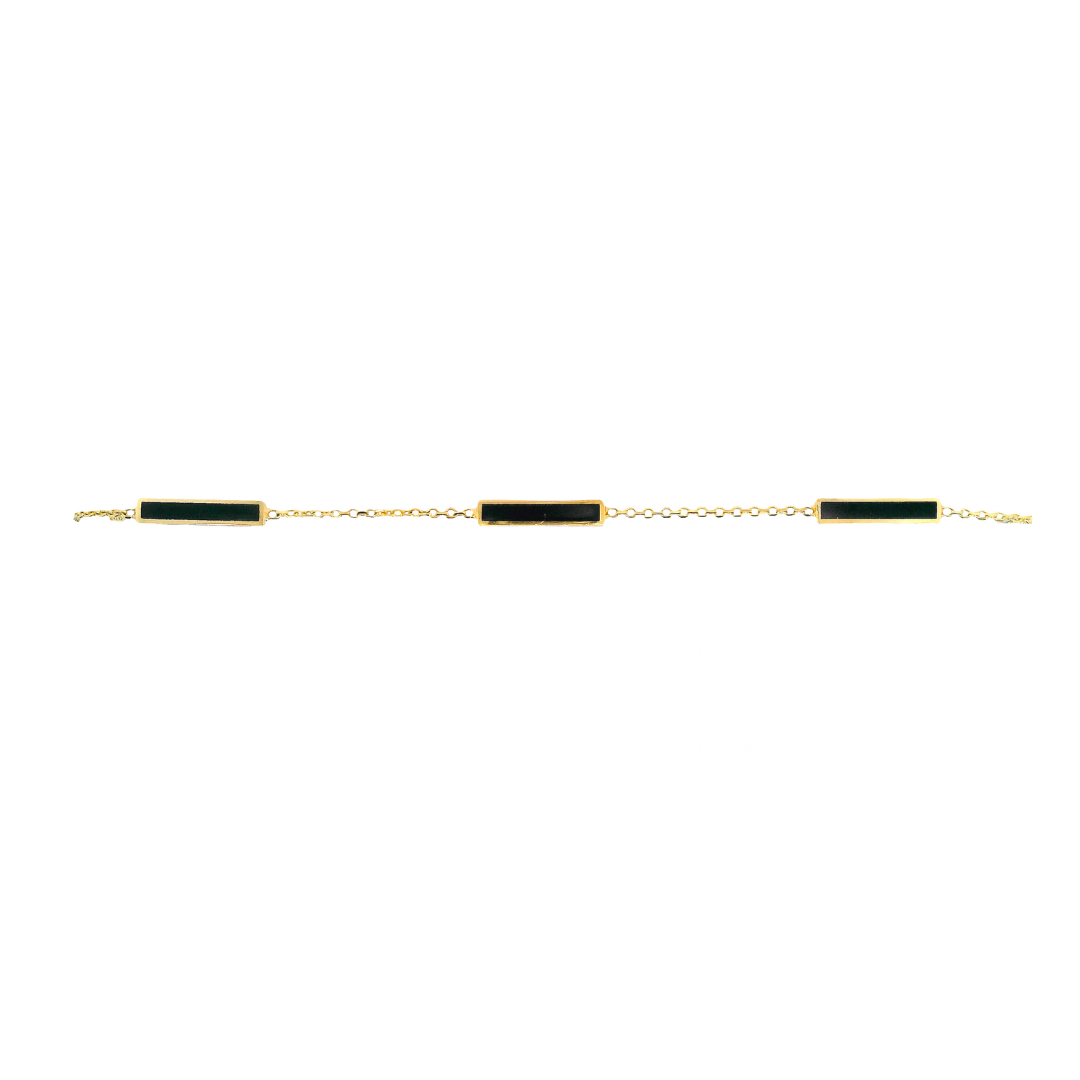 14K Yellow Gold - Black Enamel Bracelet - J38418