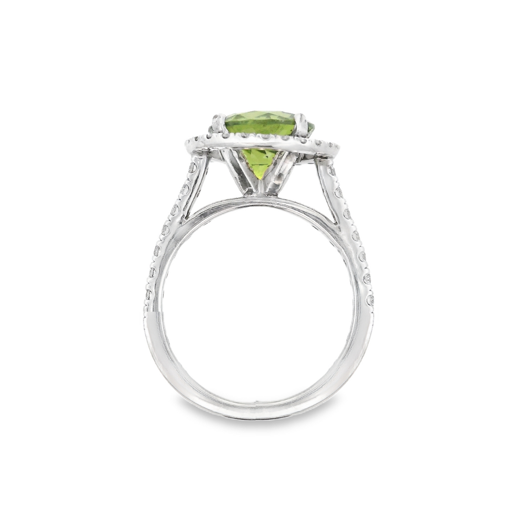 14K White Gold - Peridot & Diamond Ring - 23612