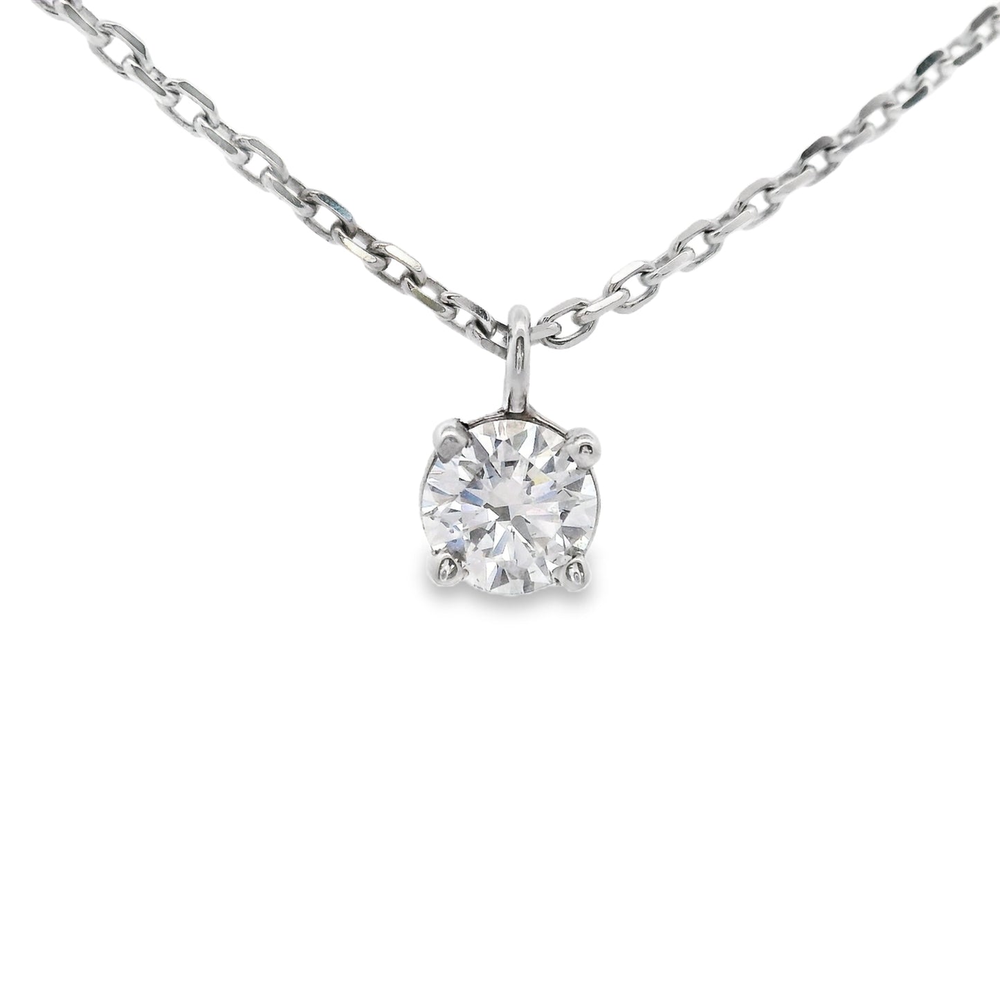 14K White gold pendant set with round brilliant diamond, item number J37049 - ABC Jewelry Co