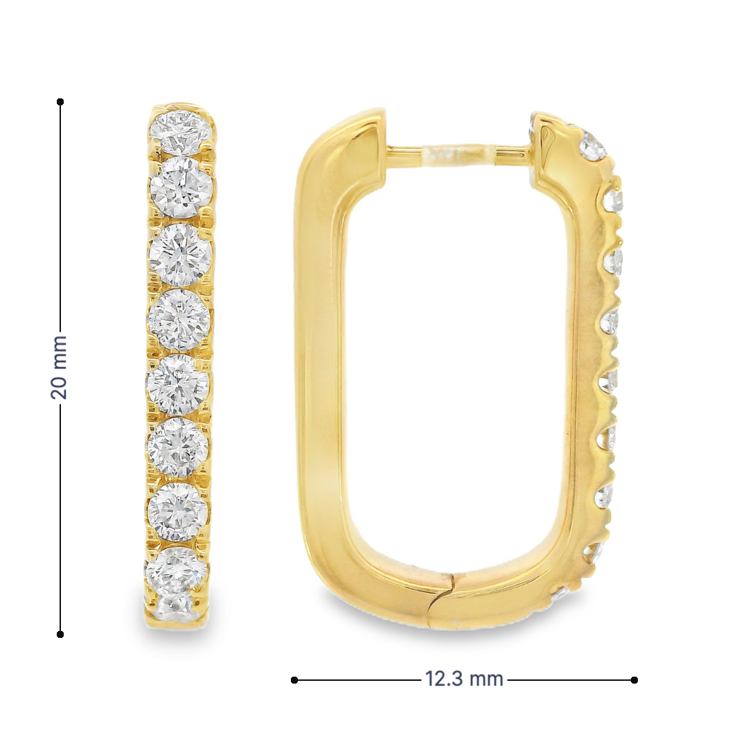18K Yellow Gold - Diamond Hoop Earrings - J37087