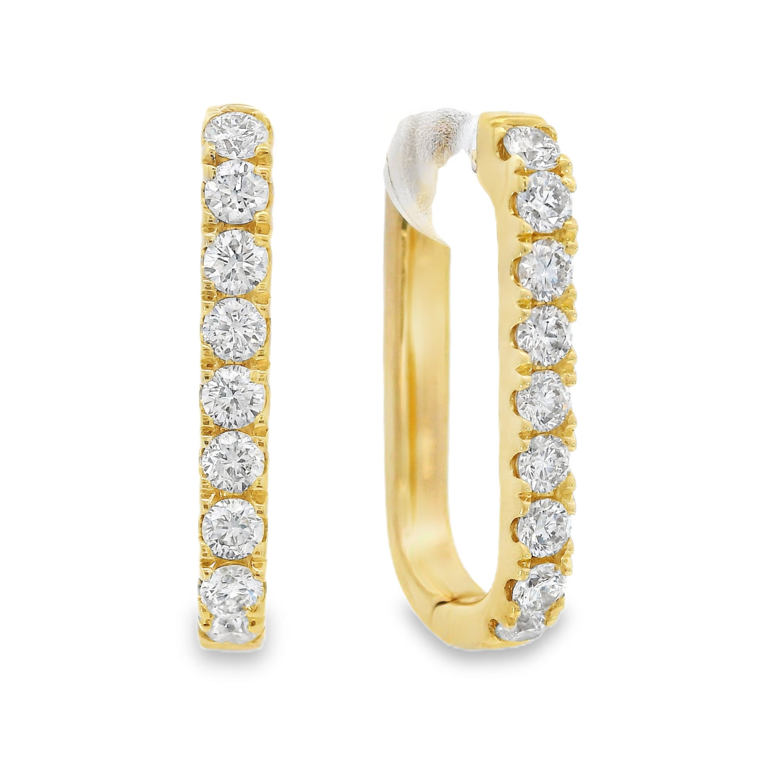 18K Yellow Gold - Diamond Hoop Earrings - J37087