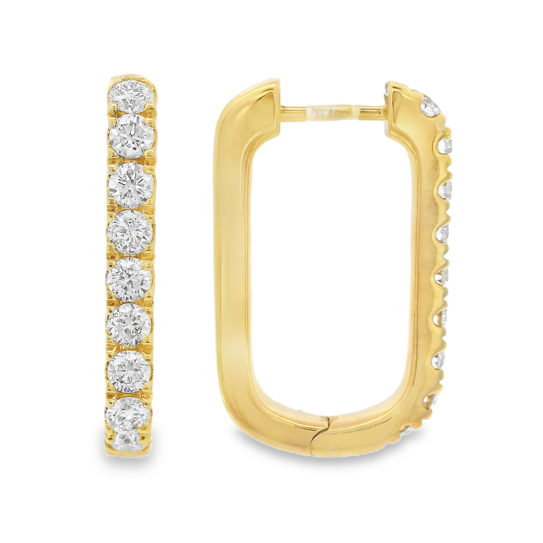 18K Yellow Gold - Diamond Hoop Earrings - J37087