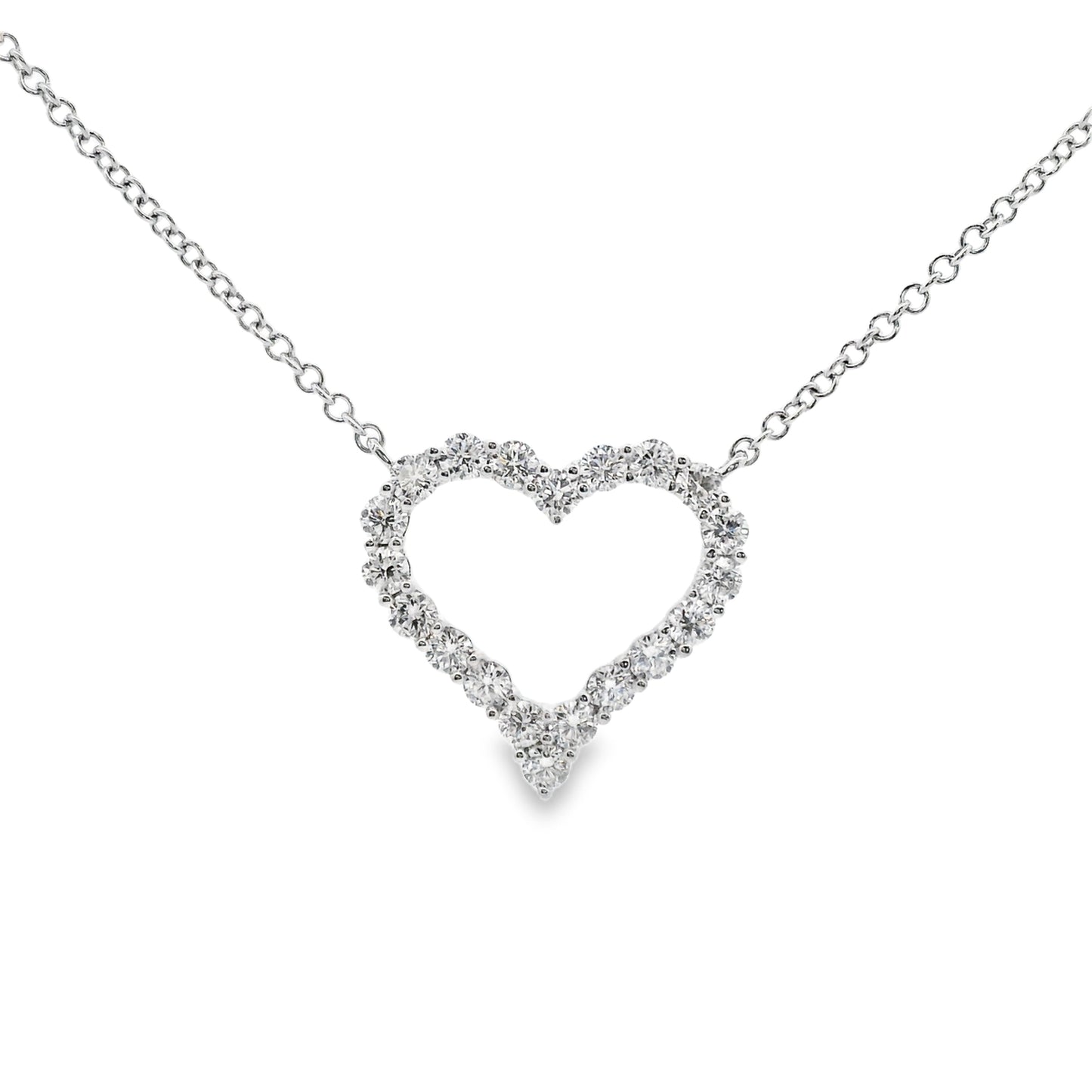 18K White gold heart pendant set with round brilliant diamonds - ABC Jewelry