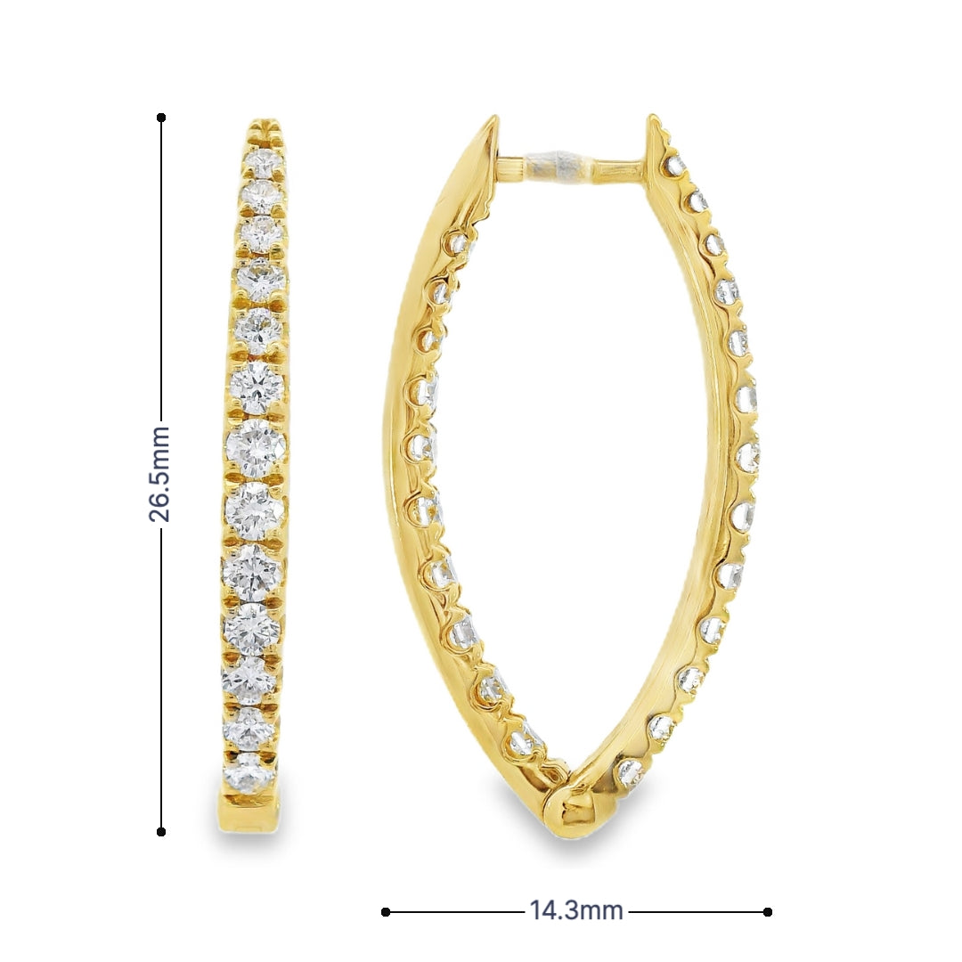 18K Yellow Gold - Diamond Hoop Earrings - J37170