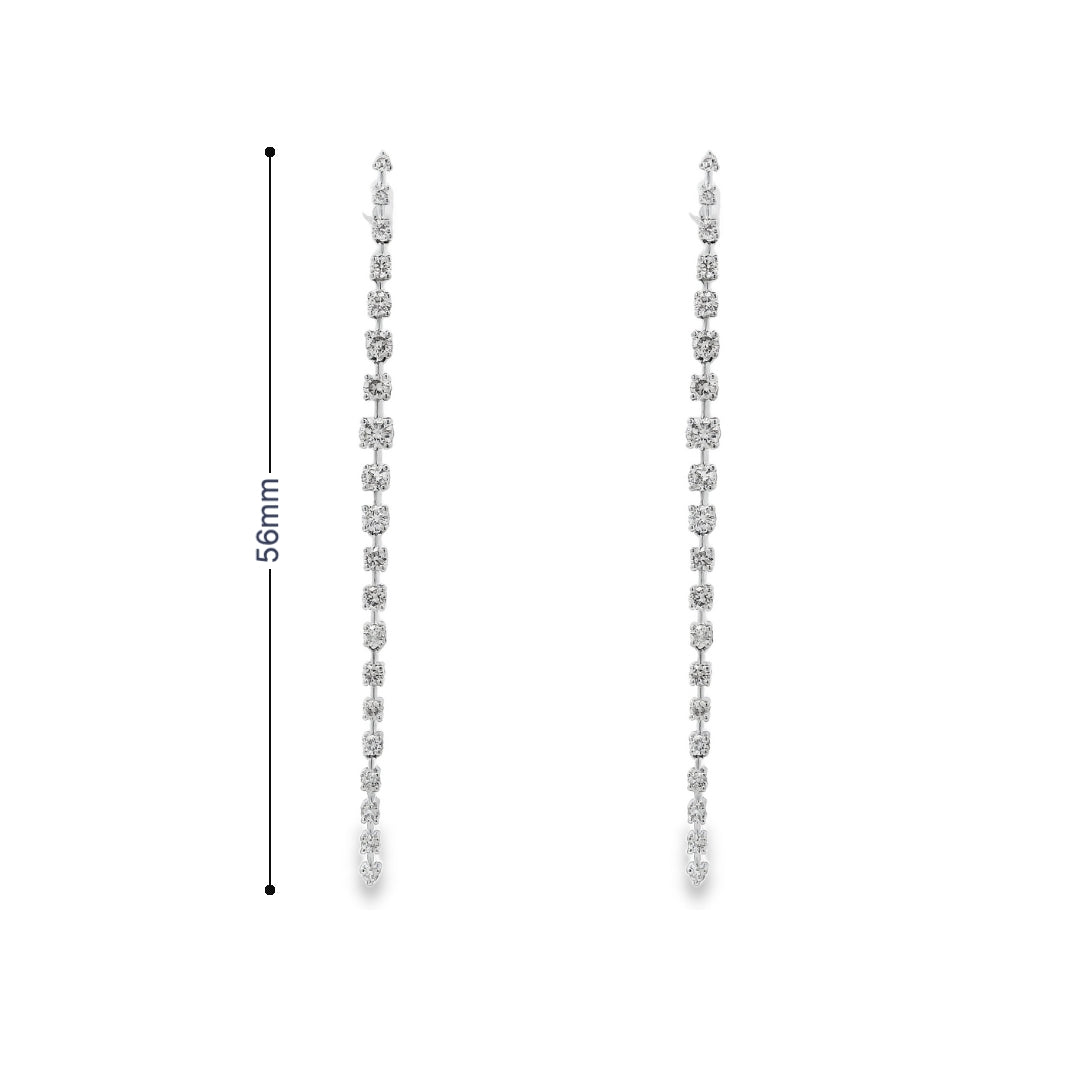 14K White Gold - Diamond Dangle Earrings - J37457
