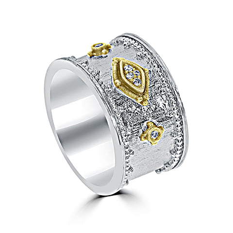 18K Yellow Gold and Sterling Silver - Fashion Band - 16871