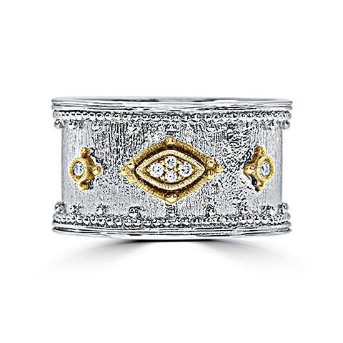 18K Yellow Gold and Sterling Silver - Fashion Band - 16871