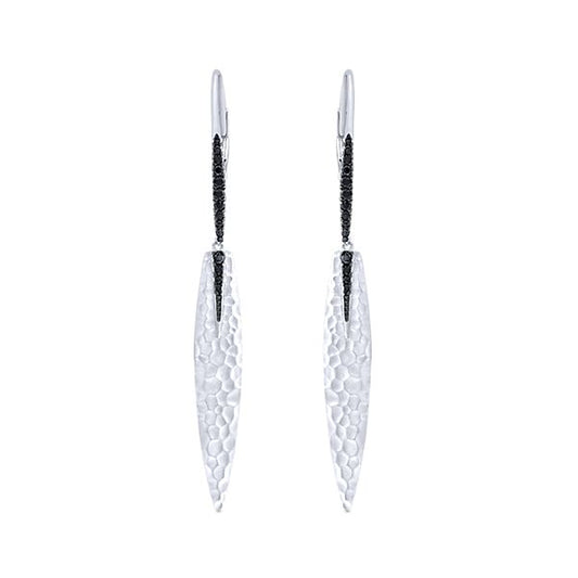Sterling Silver Black Spinel Dangle Earrings - EG13003SVJBS