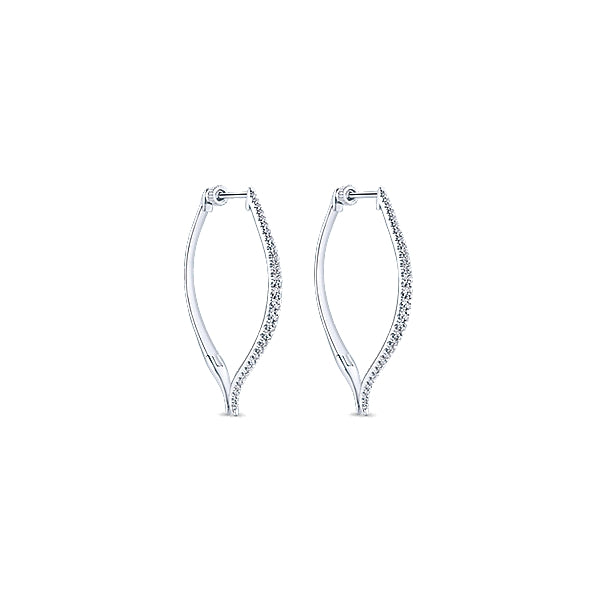 14k White Gold Classic Hoop Earrings - EG13175W45JJ