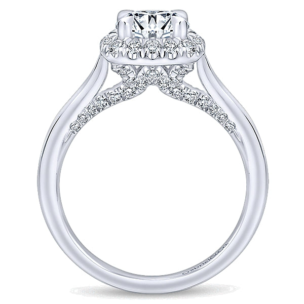 14K White Gold - Entwined Diamond Halo Ring - 24325