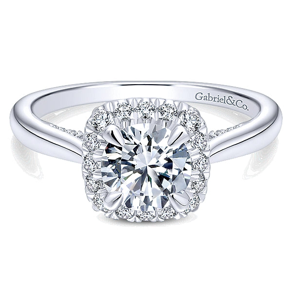 14K White Gold - Entwined Diamond Halo Ring - 24325